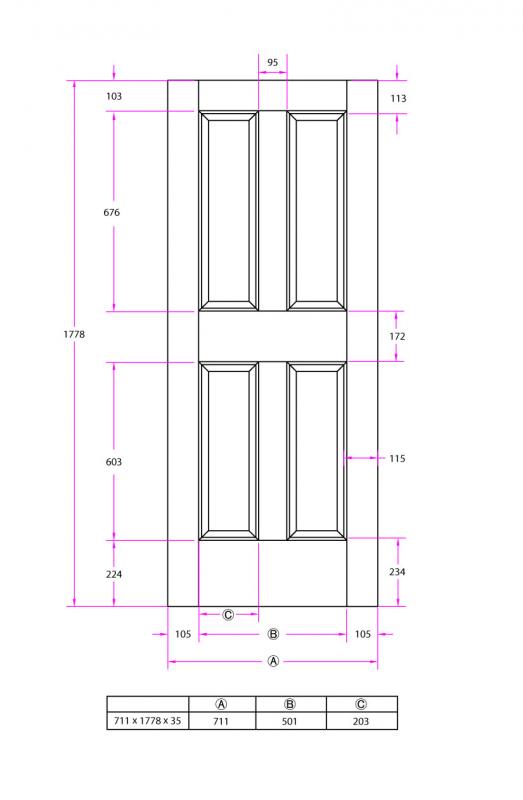室内ドア・木製建具・引き戸|44 (711×1778×35) 24510【開き戸用】